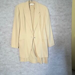 Express Silk Dress Suit Set Blazer and Sleeveless Dress Beige Jacket M Dress 7/8